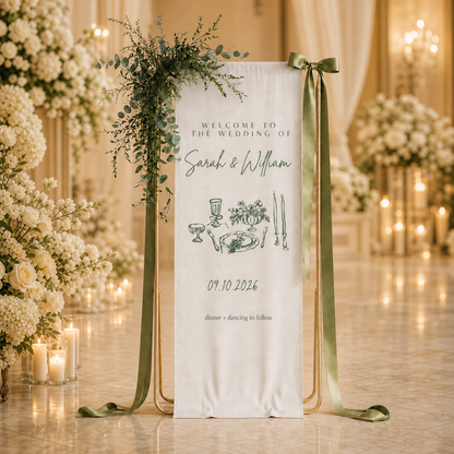 Personalized Fabric Wedding Welcome Sign Modern Wedding Welcome Sign
