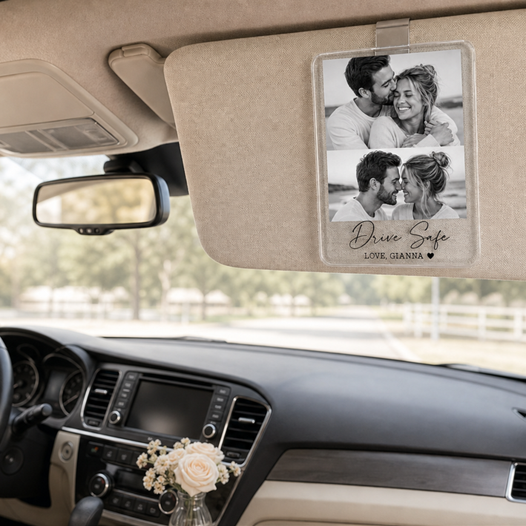 Personalized Double Photo Acrylic Car Visor Clip