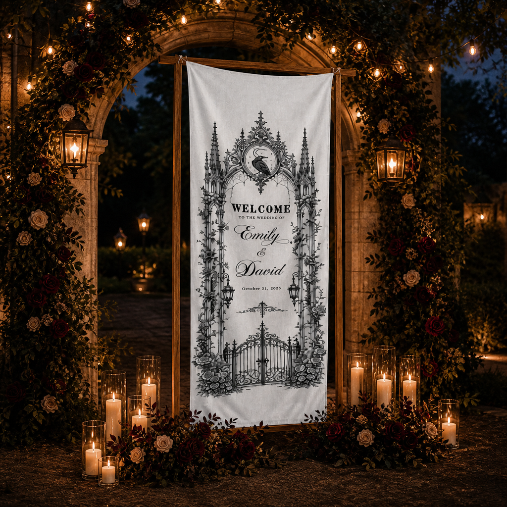 Personalized Gothic Halloween Wedding Welcome Sign