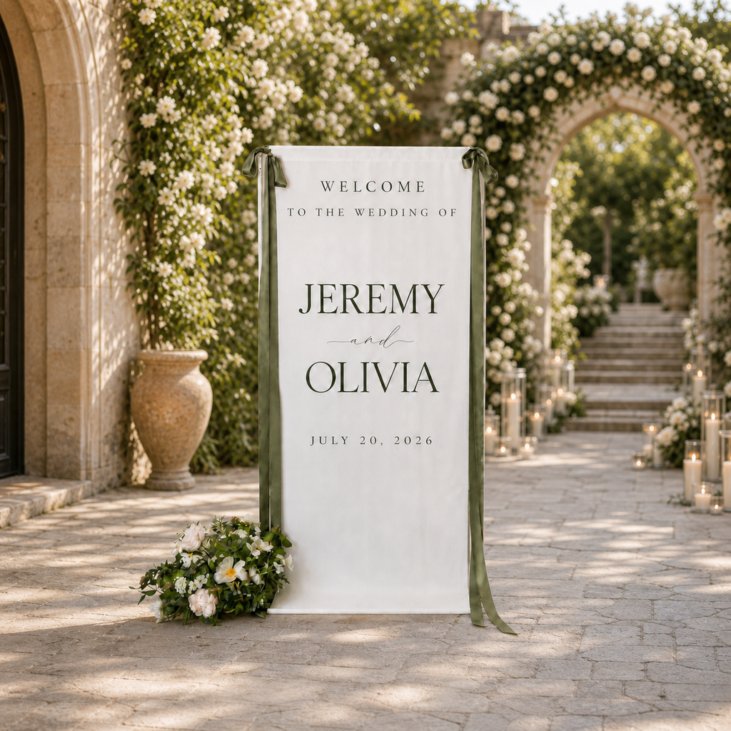 Personalized Fabric Wedding Welcome Sign Modern Wedding Welcome Sign