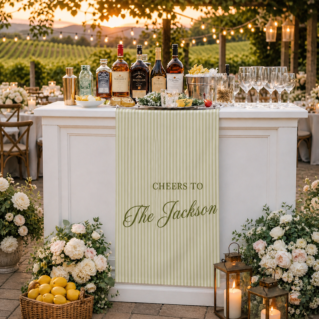 Personalized Wedding Welcome Sign, Fabric Bar Menu Banner