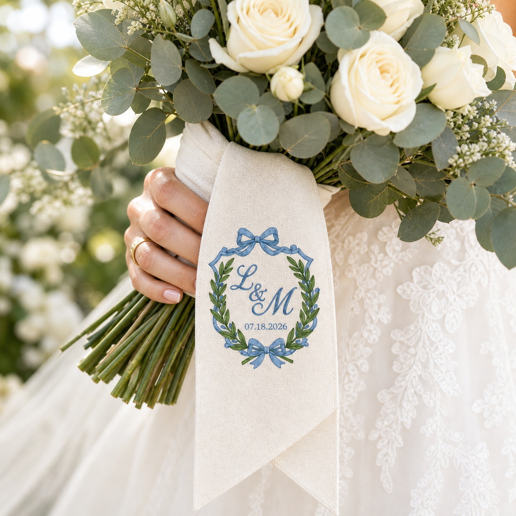 Personalized Embroidered Bridal Bouquet Sash