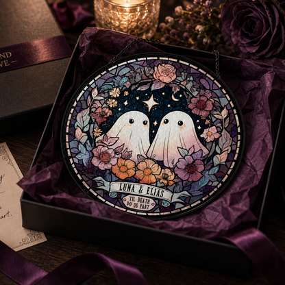 Personalized Ghost Couple Stained Glass Suncatcher