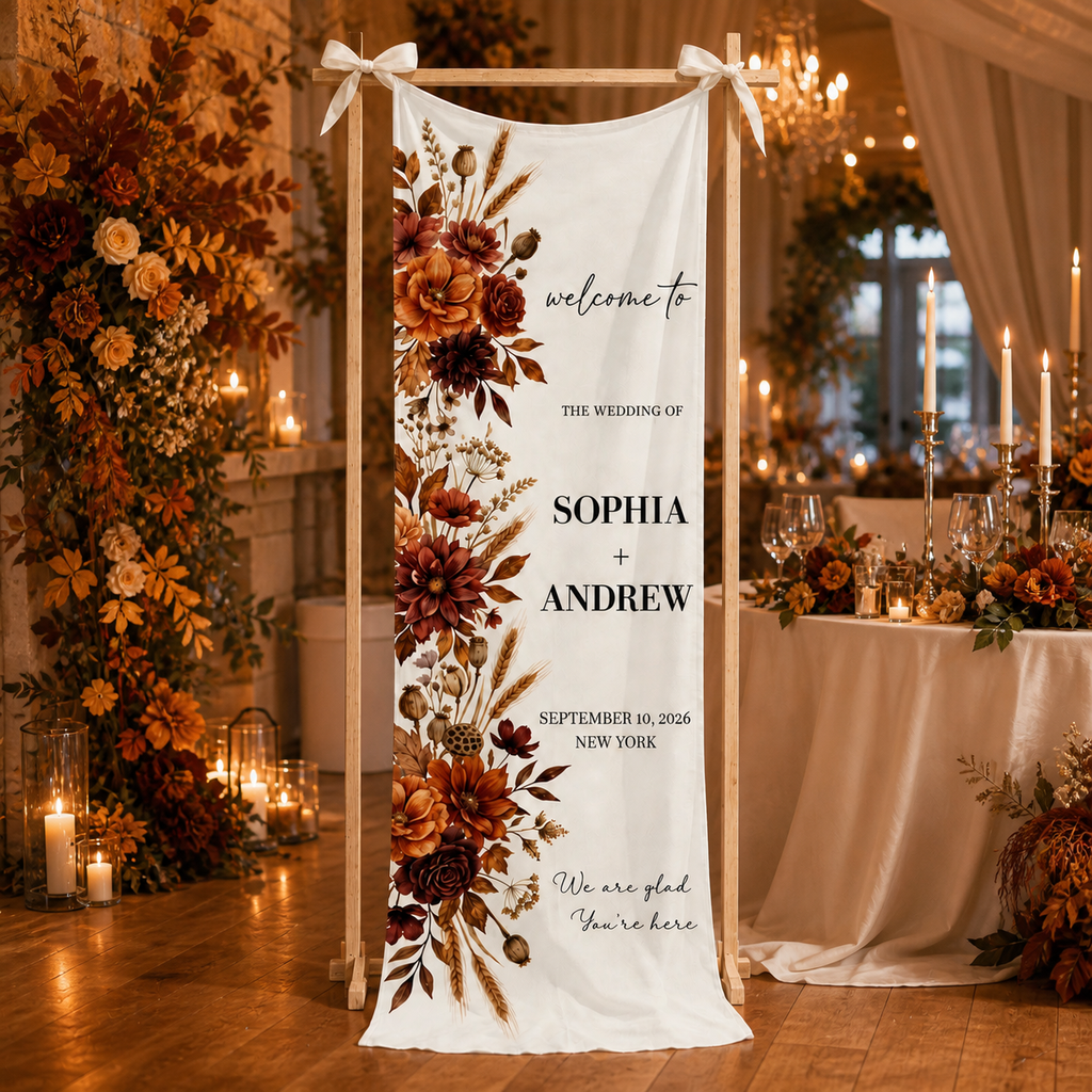 Personalized Fall Wedding Welcome Sign Banner