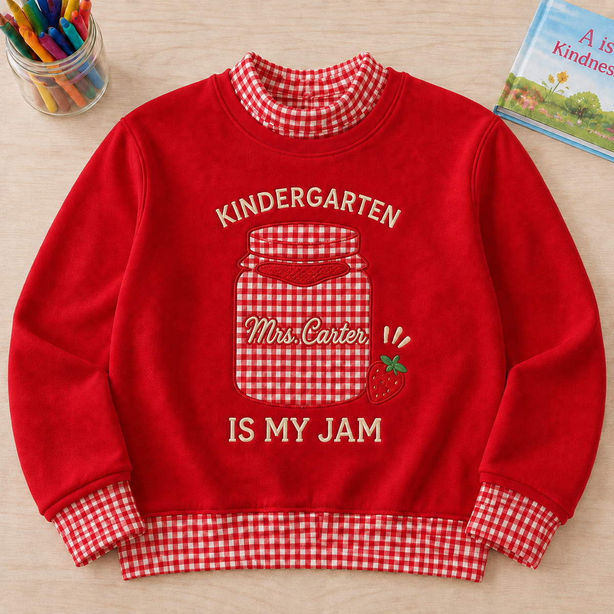 Playful Personalized Jam Jar Pullover for Kindergarten Teachers