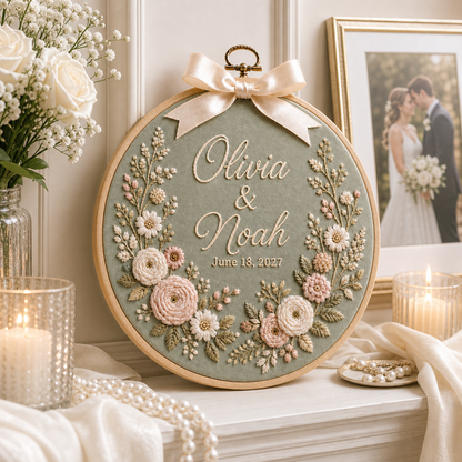 Personalized Embroidered Wedding Hoop