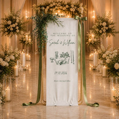 Personalized Fabric Wedding Welcome Sign Modern Wedding Welcome Sign