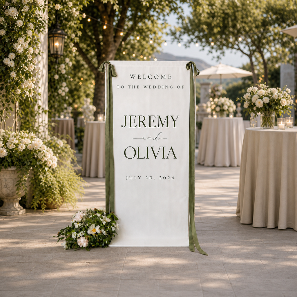 Personalized Fabric Wedding Welcome Sign Modern Wedding Welcome Sign