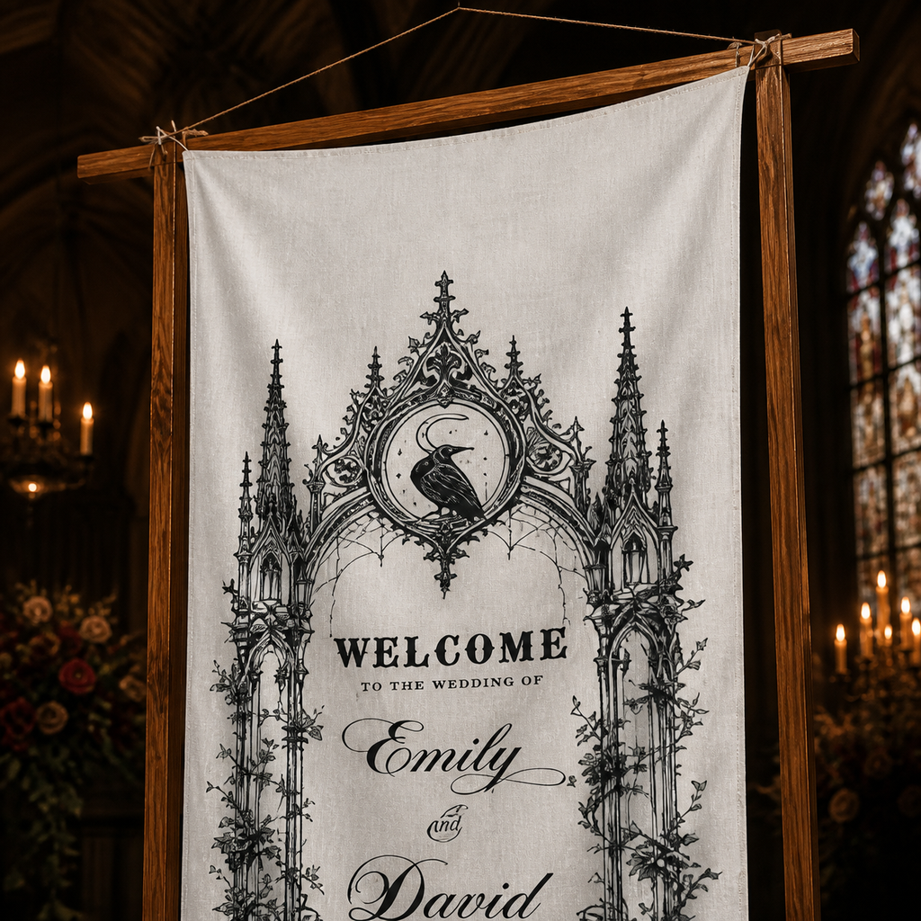 Personalized Gothic Halloween Wedding Welcome Sign