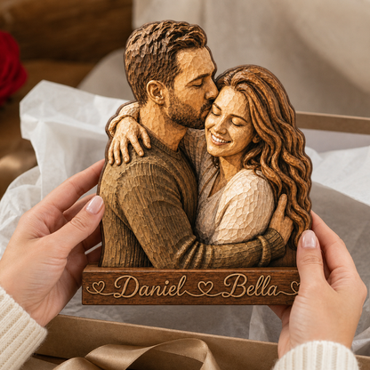 Personalized Couple Portrait Wooden Block