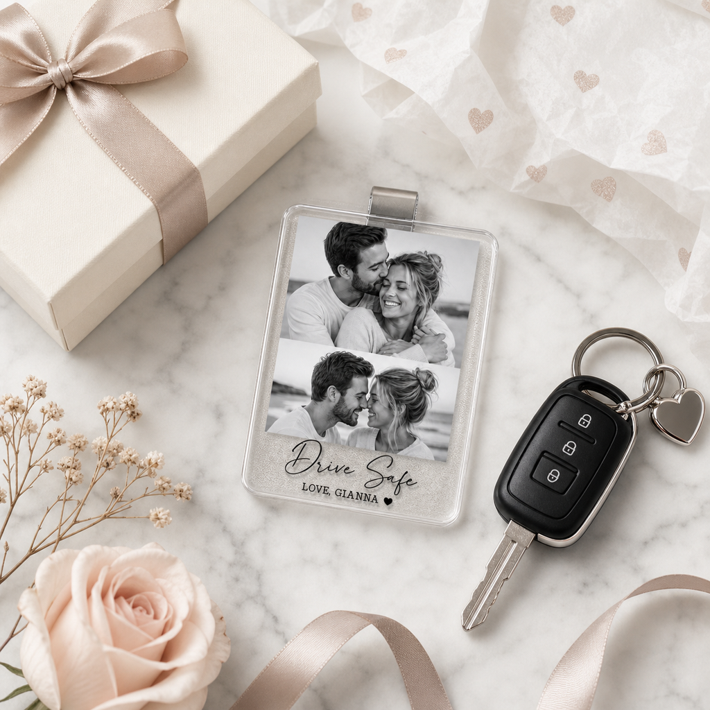 Personalized Double Photo Acrylic Car Visor Clip