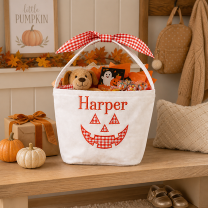 Personalized Gingham Baby Halloween Basket