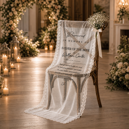 Wedding Chair Sign Memorial Sheer Lace Reserved Seat for Ceremony