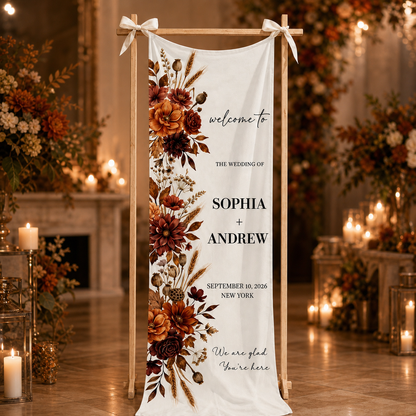 Personalized Fall Wedding Welcome Sign Banner
