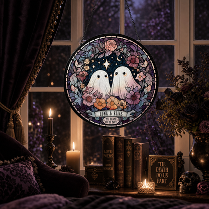 Personalized Ghost Couple Stained Glass Suncatcher