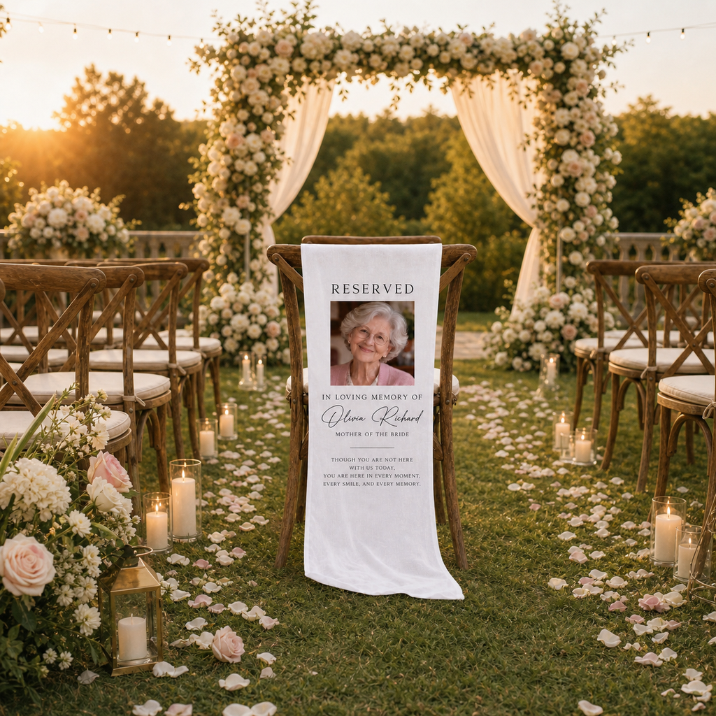 Personalized Wedding Chair Sign Memorial Photo
