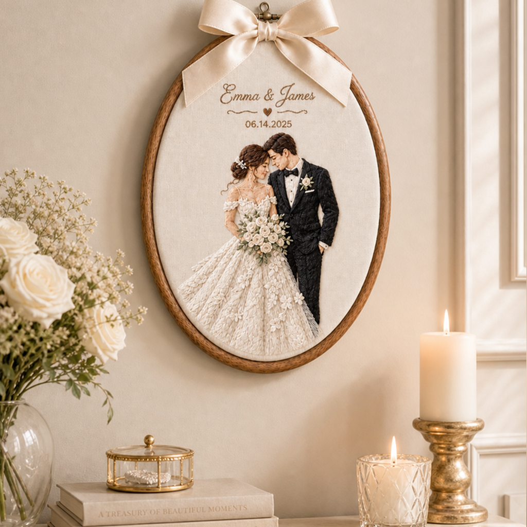 Custom Wedding Photo Embroidery Hoop
