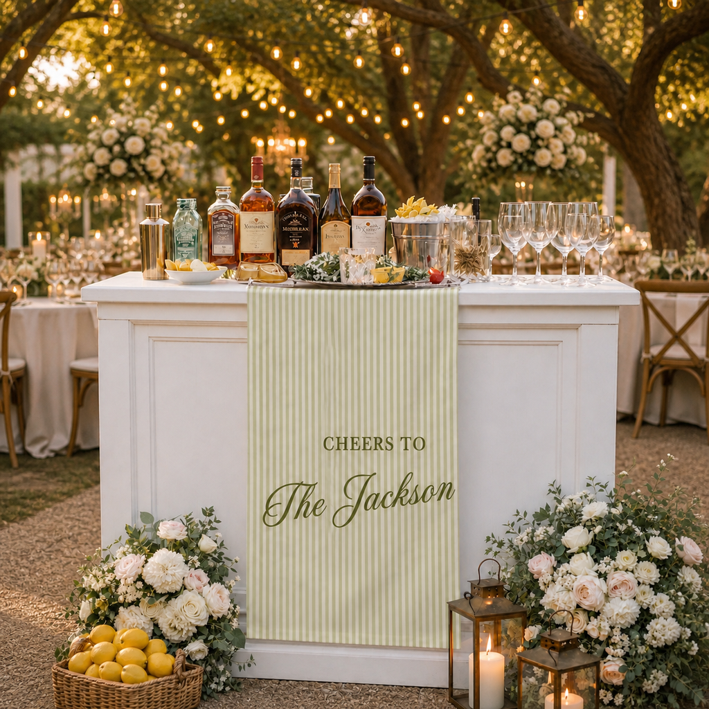 Personalized Wedding Welcome Sign, Fabric Bar Menu Banner