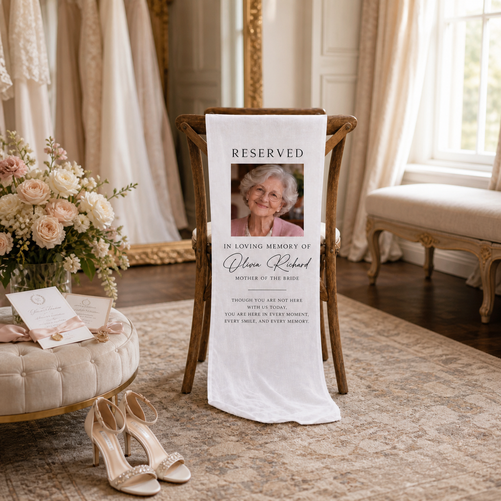 Personalized Wedding Chair Sign Memorial Photo