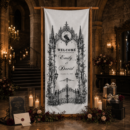 Personalized Gothic Halloween Wedding Welcome Sign