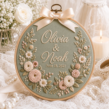 Personalized Embroidered Wedding Hoop