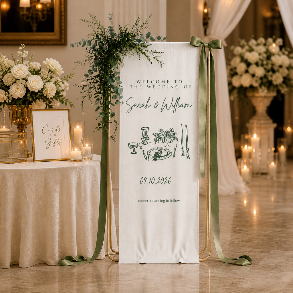 Personalized Fabric Wedding Welcome Sign Modern Wedding Welcome Sign