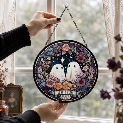 Personalized Ghost Couple Stained Glass Suncatcher