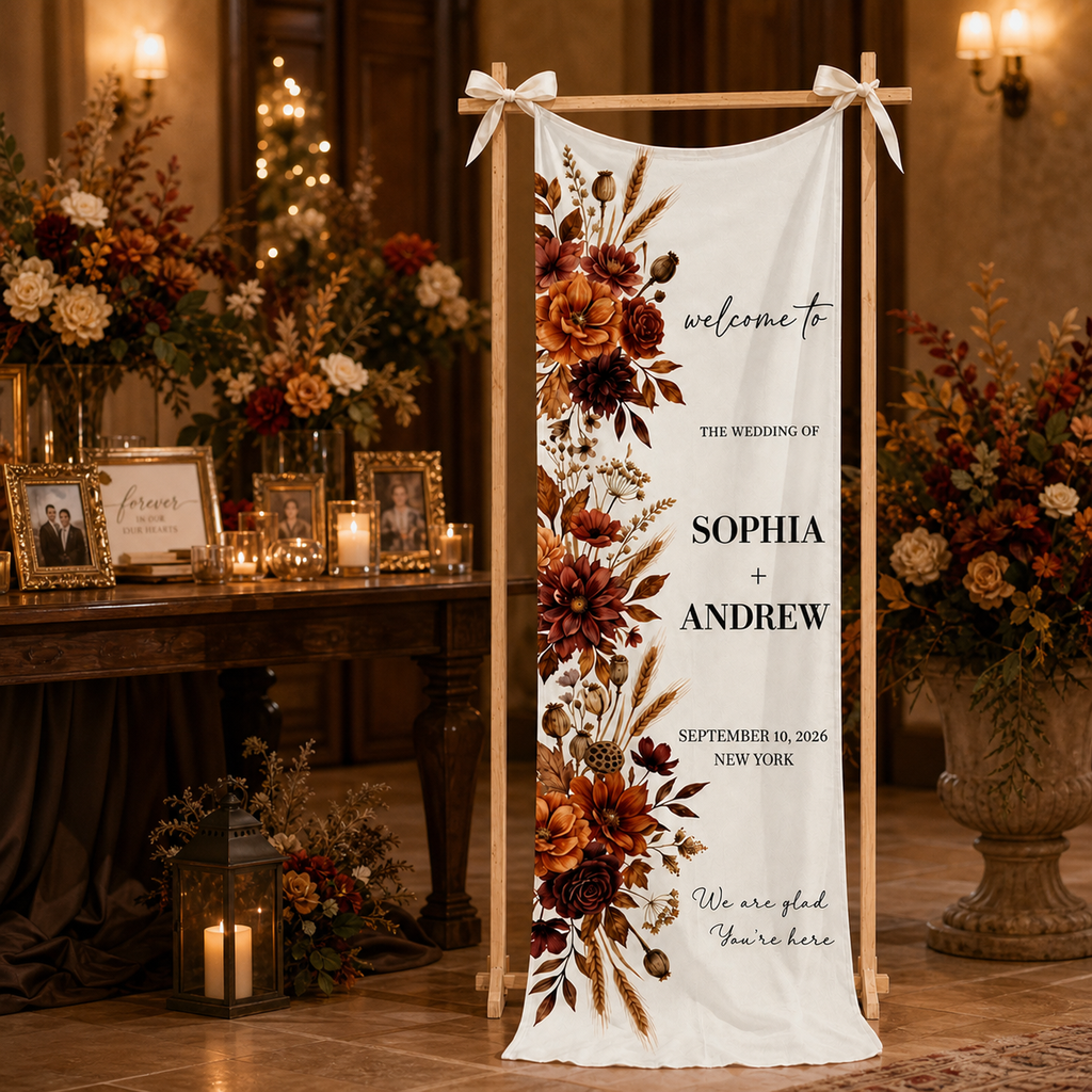 Personalized Fall Wedding Welcome Sign Banner
