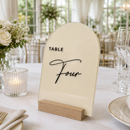 Personalized Modern Arch Acrylic Wedding Table Number