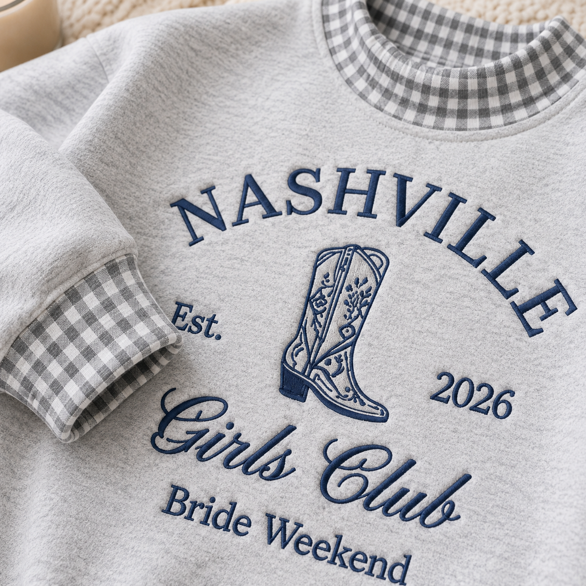 Personalized Girls Club Bachelorette Gingham Sweatshirt