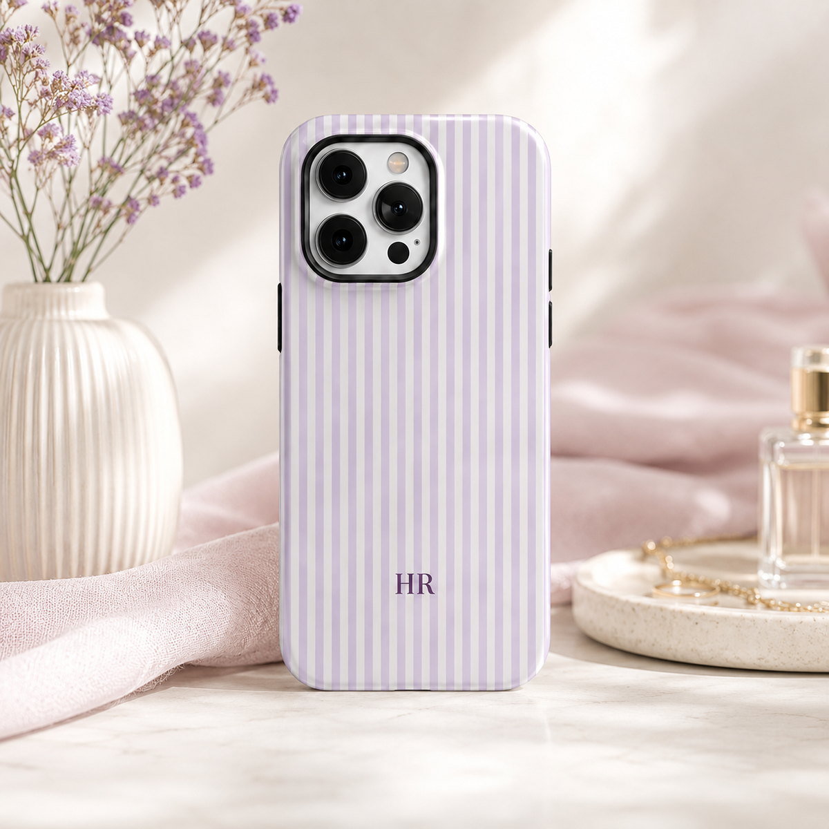 Personalized Striped Initial Phone Case