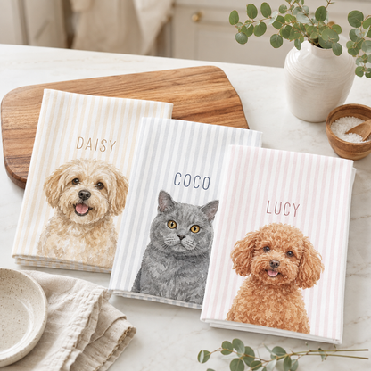Personalized Pet Portrait Kitchen Towel