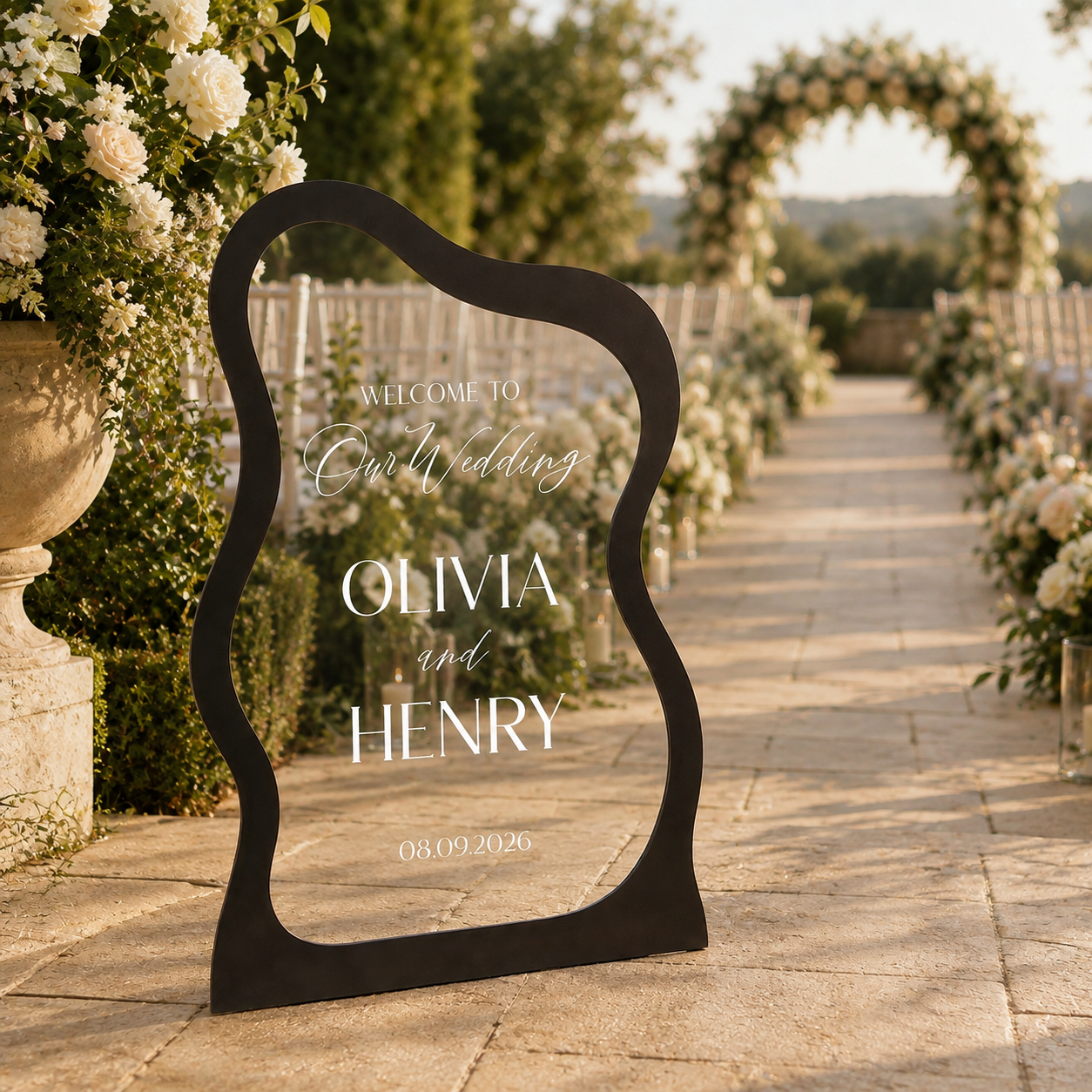 Personalized Minimalist Wavy Acrylic Wedding Welcome Sign