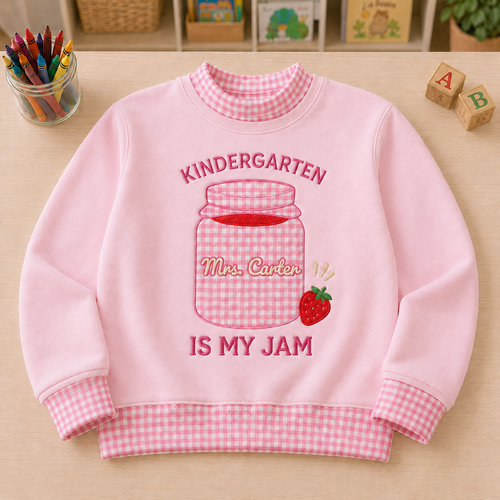 Playful Personalized Jam Jar Pullover for Kindergarten Teachers