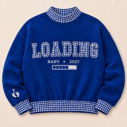 Personalized Pregnancy Announcement Embroidered Gingham Sweatshirt