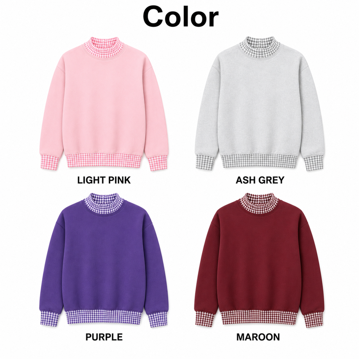 Gingham sweatshirt color chart