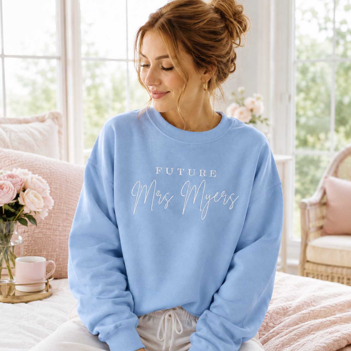 Personalized Future Mrs Embroidered Sweatshirt