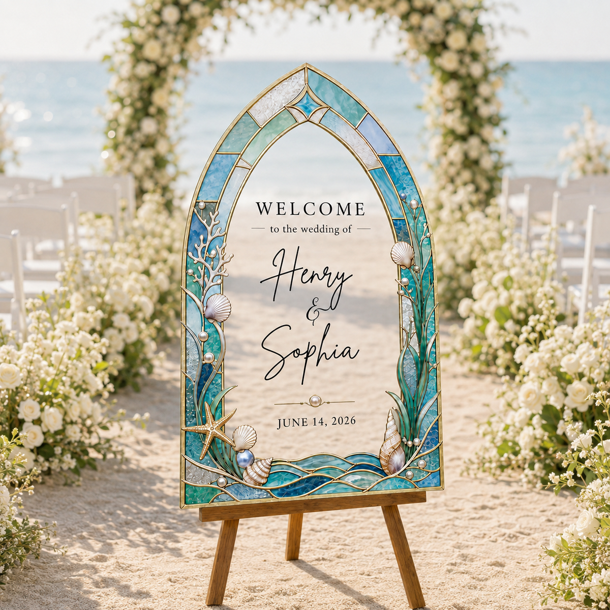 Personalized Acrylic Beach Wedding Welcome Sign