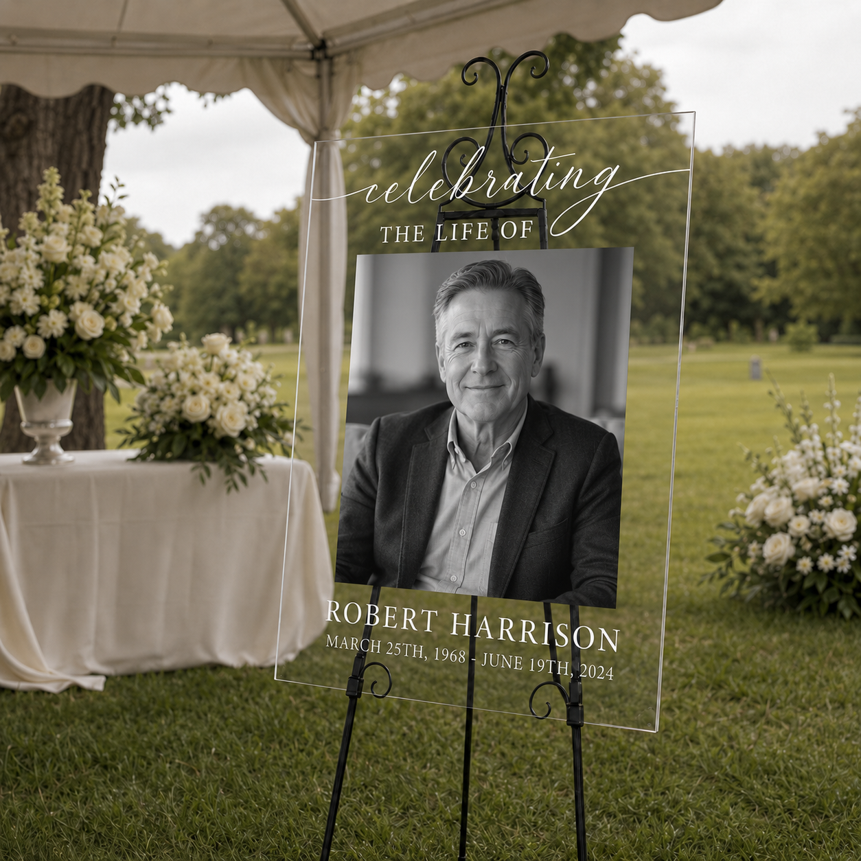 Personalized Celebration of Life Acrylic Memorial Sign with Photo