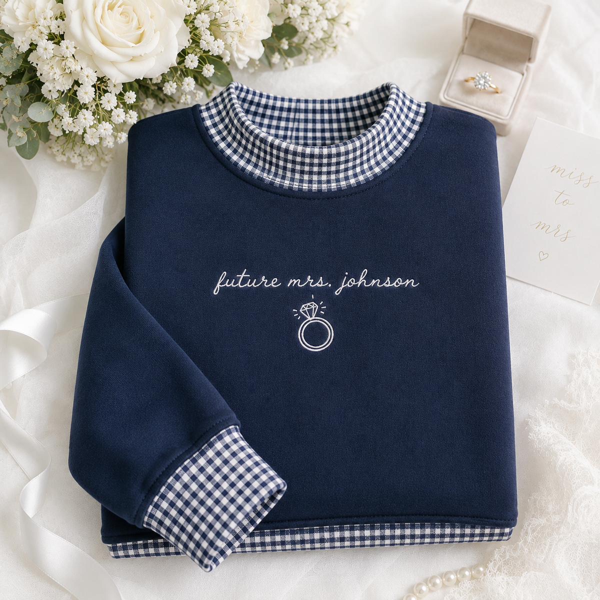 Personalized Engagement Sweatshirt Custom Couple Embroidery