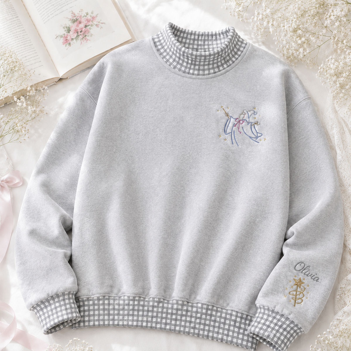 Whimsical Personalized Fairy Godmother Sweatshirt Custom Sleeve Name