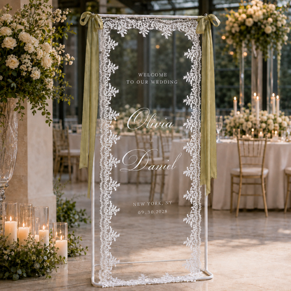 Personalized Romantic Lace Wedding Welcome Sign
