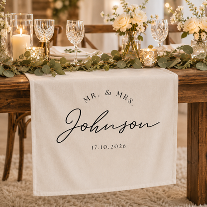 Personalized Mr & Mrs Wedding Table Runner