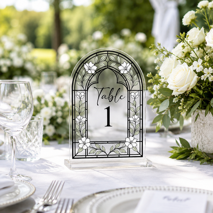 Personalized Floral Acrylic Wedding Table Number Sign