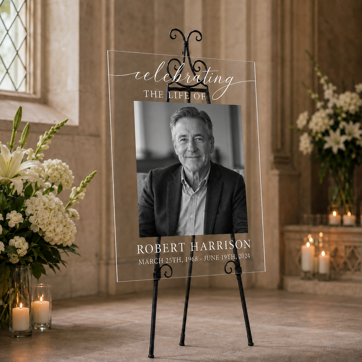 Personalized Celebration of Life Acrylic Memorial Sign with Photo