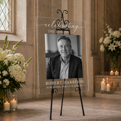 Personalized Celebration of Life Acrylic Memorial Sign with Photo