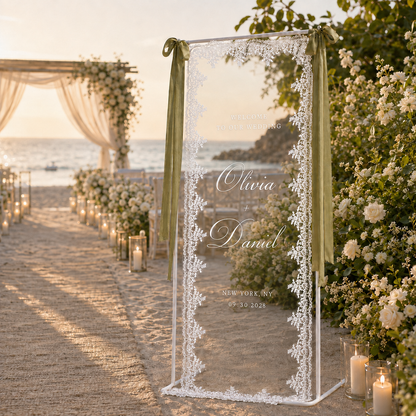 Personalized Romantic Lace Wedding Welcome Sign