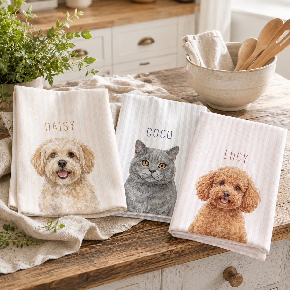Personalized Pet Portrait Kitchen Towel