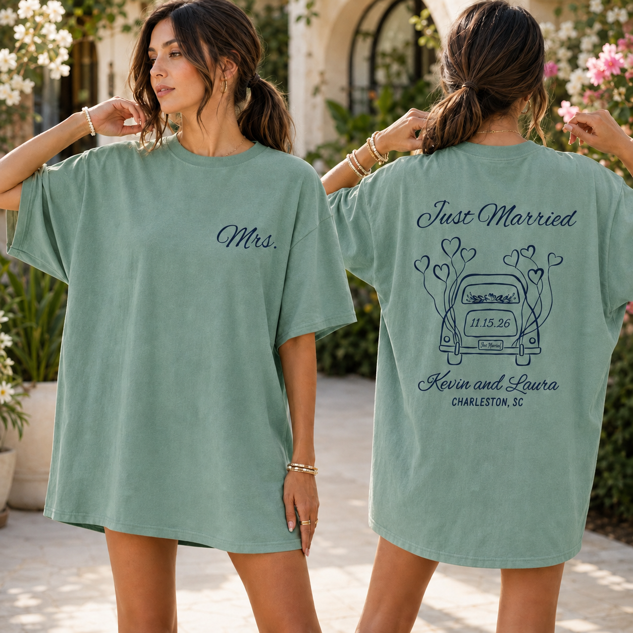 Personalized Just Married Wedding Shirt
