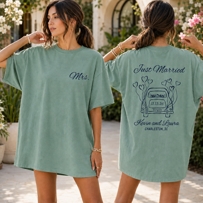 Personalized Just Married Wedding Shirt